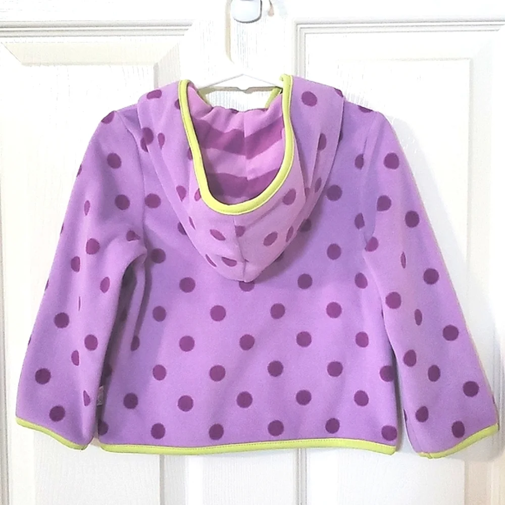 Gymboree Lavender & Purple Polka Dot with Lime Green Trim Jacket Toddler 2T-3T - Picture 3 of 8
